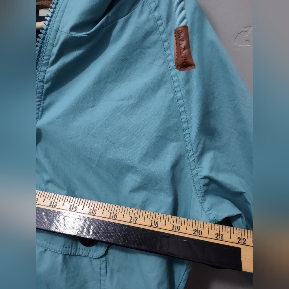 Naketano Benflicker Womens M Blue Teal Anorak Hooded Pullover Jacket Half Zip - Picture 16 of 16